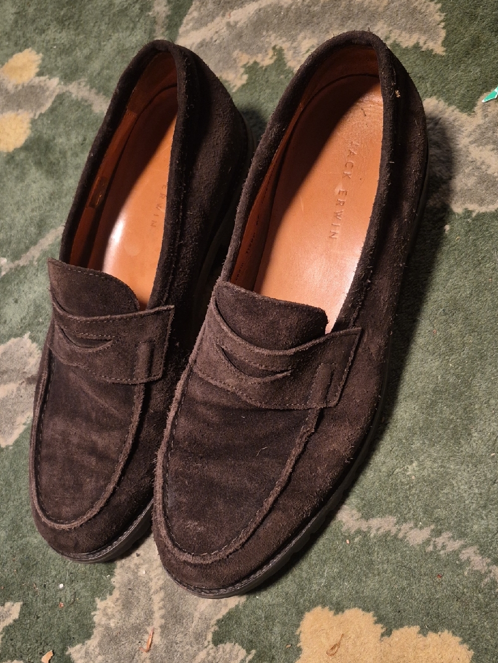 Black Suede Penny Loafers by Jack Erwin